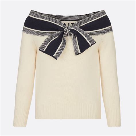 Sweater Pale Pink Cashmere and Silk Knit with Black Miss Dior 